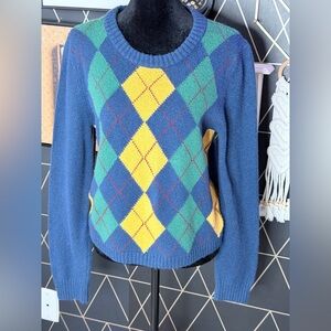 American Eagle Argyle Pattern Women’s Blue Sweater